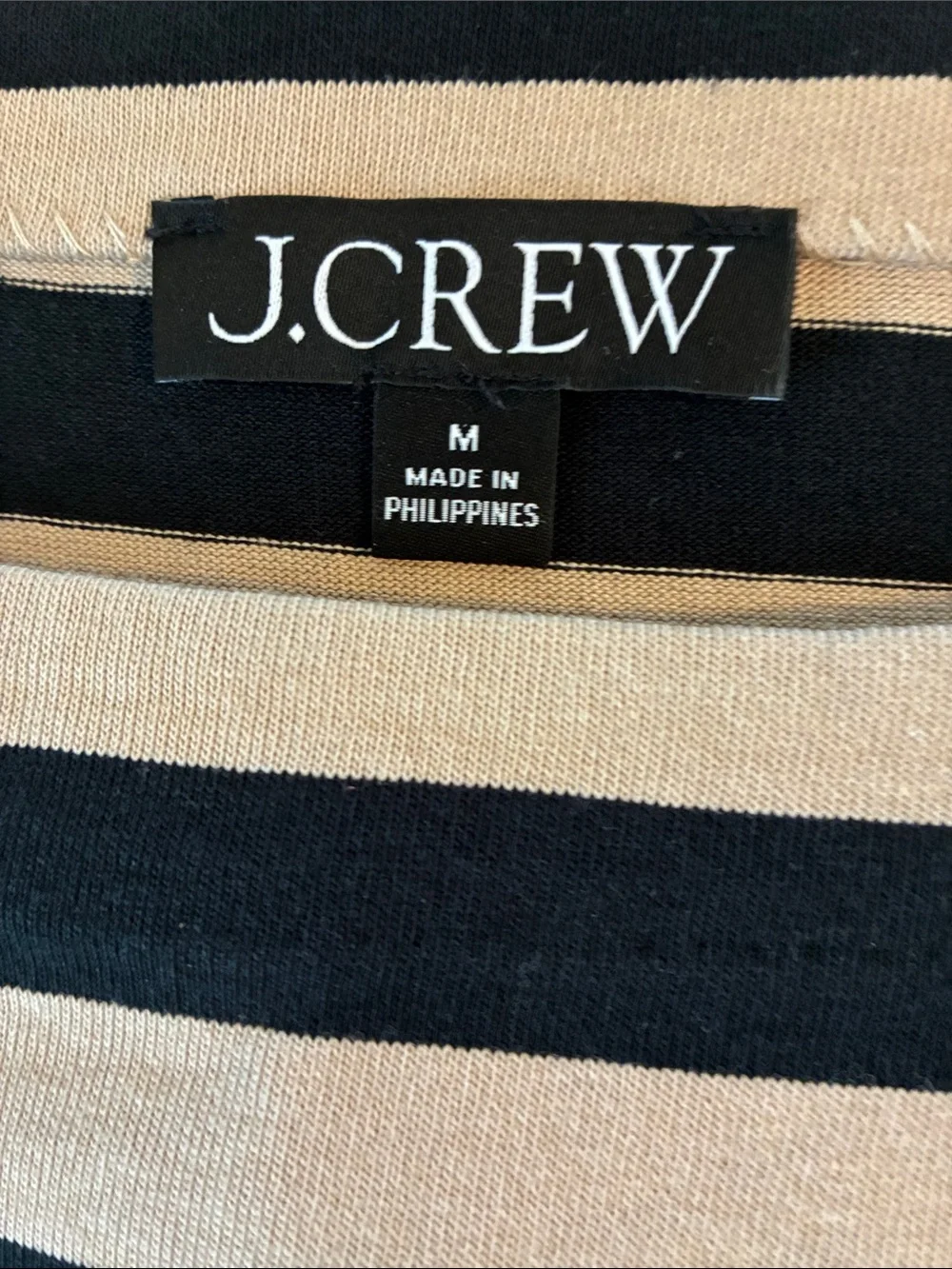 🎉NEW LISTING!🎉J. Crew Black and Beige Striped Short Sleeve Top with Feather Trim